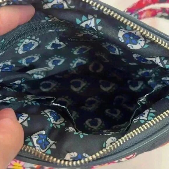 VERA BRADLEY CARSON MINI SHOULDER BAG PRETTY POSIES GREY REMOVABLE STRAP - Picture 6 of 8